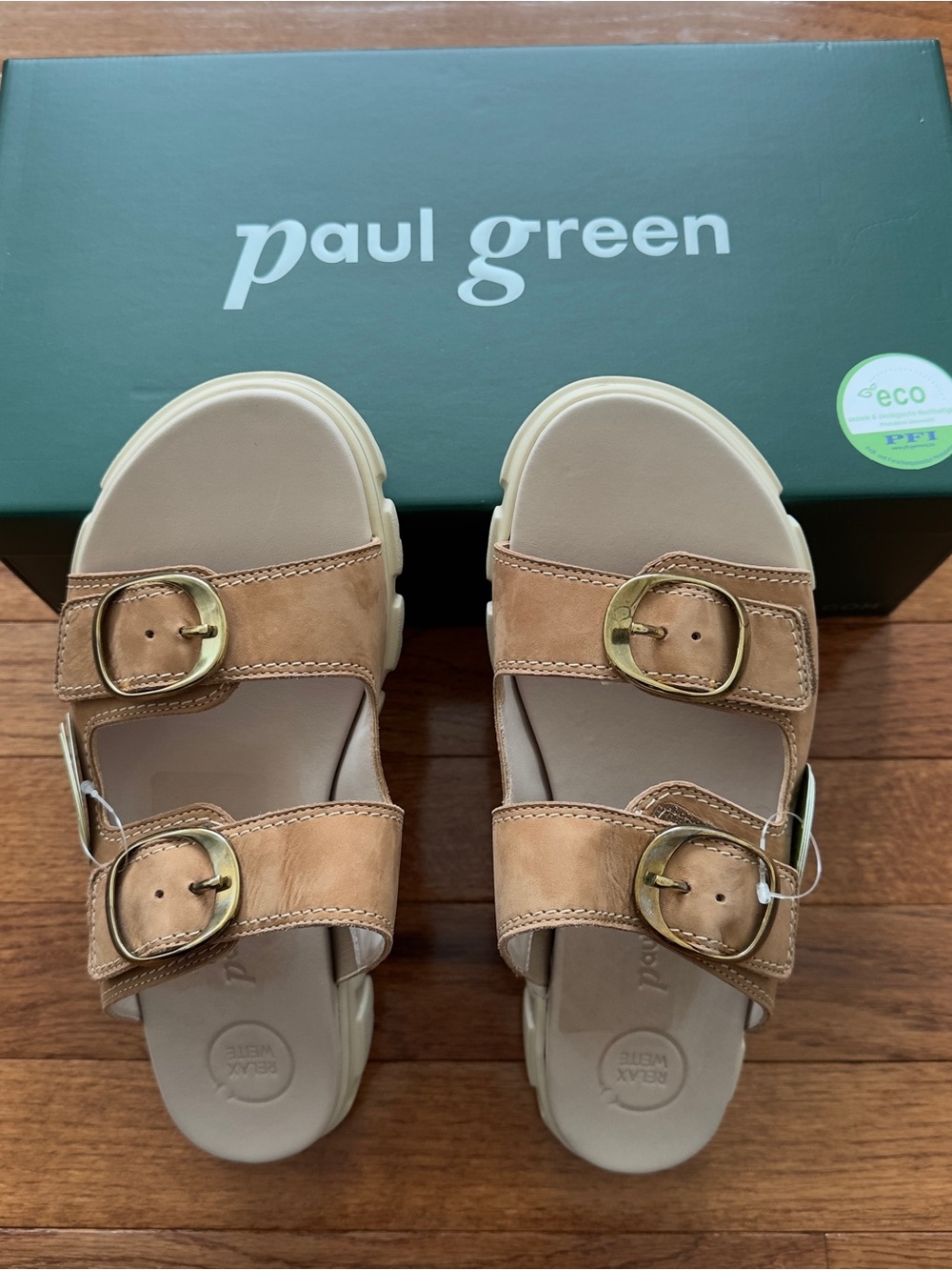 NWT Paul Green Marina Slide Sandal Lug Sole Sisal Royal Nubuck Size 8